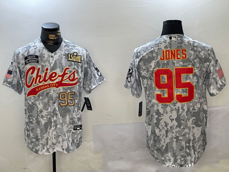 Personalized Men’s Kansas City Chiefs #95 Chris Jones 2024 Arctic Camo Salute To Service Stitched Baseball Jersey