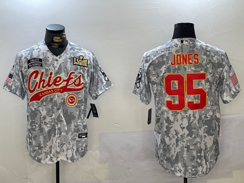 Personalized Men’s Kansas City Chiefs #95 Chris Jones 2024 Arctic Camo Salute To Service Stitched Baseball Jerseys