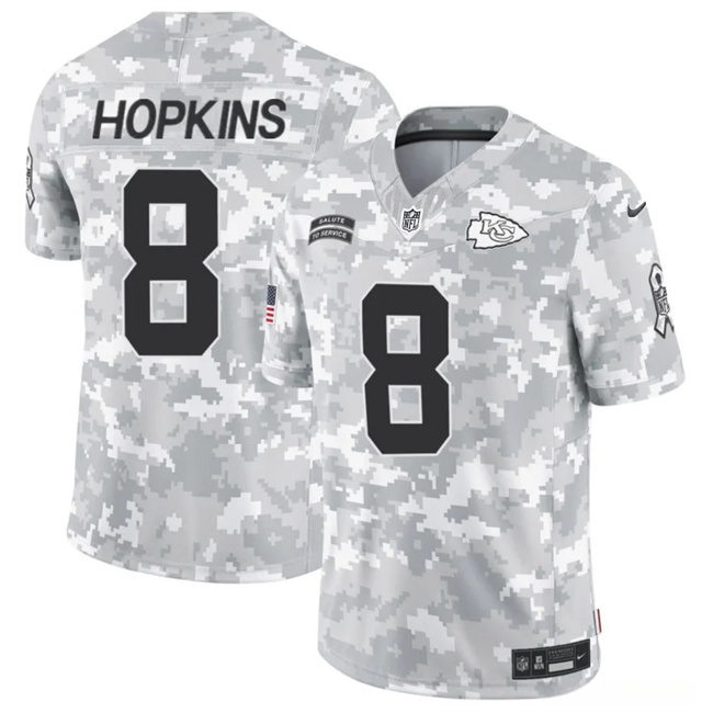 Personalized Men’s Kansas City Chiefs #8 DeAndre Hopkins 2024 F.U.S.E Arctic Camo Salute To Service Limited Stitched Football Jersey