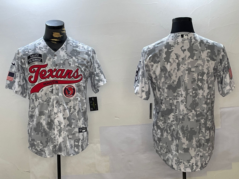 Personalized Men’s Houston Texans Blank Camo With Patch Cool Base Stitched Baseball Jerseys