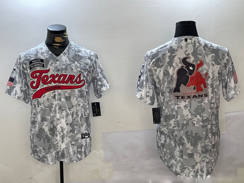 Personalized Men’s Houston Texans Blank Camo With Patch Cool Base Stitched Baseball Jerseys