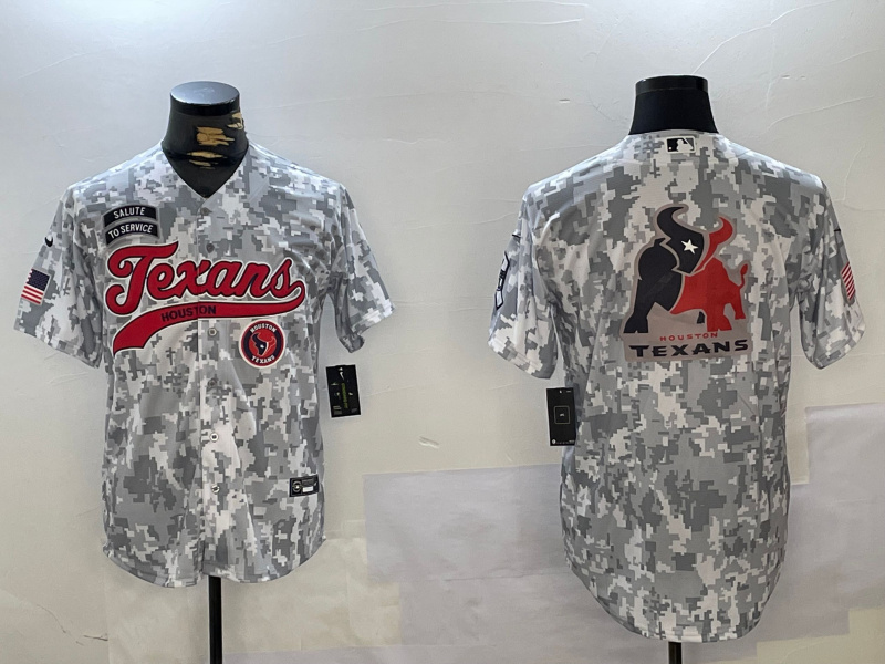 Personalized Men’s Houston Texans Blank Camo With Patch Cool Base Stitched Baseball Jerseys