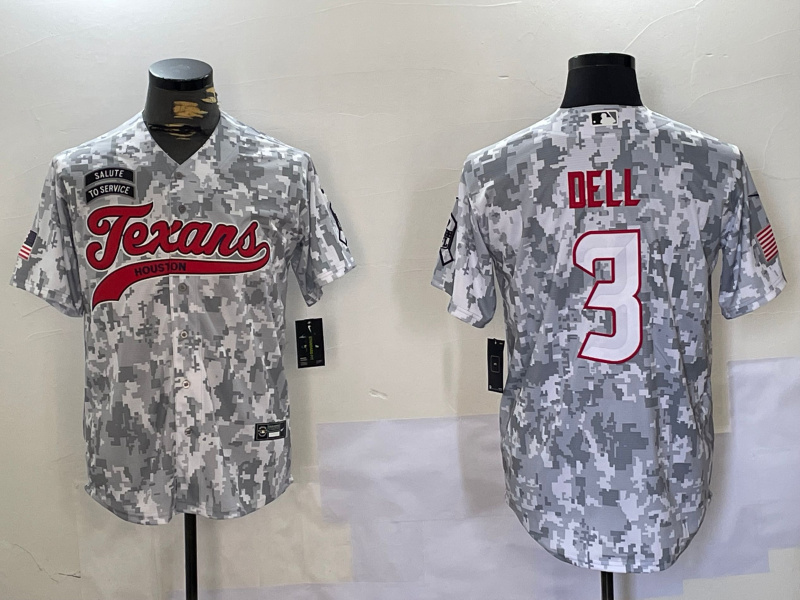 Personalized Men’s Houston Texans #3 Tank Dell Camo With Patch Cool Base Stitched Baseball Jersey