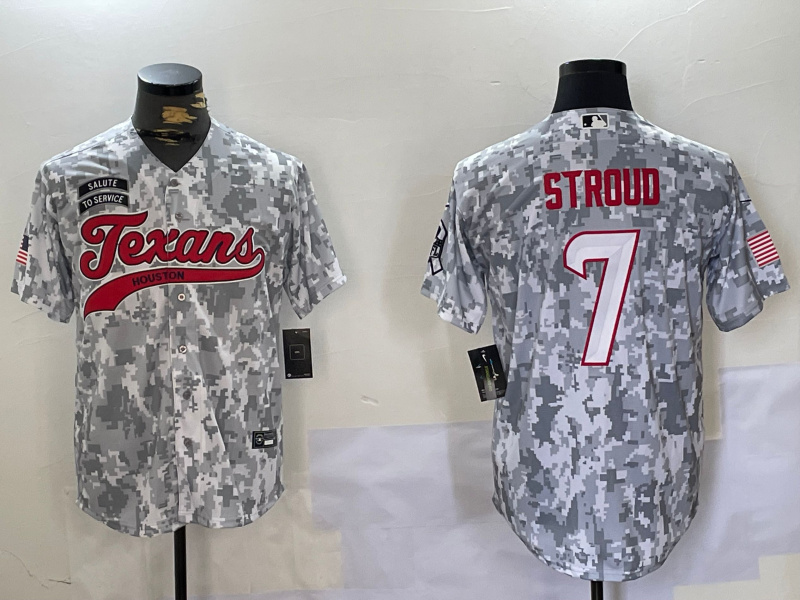 Personalized Men’s Houston Texans # 7 C.J. Stroud Camo With Patch Cool Base Stitched Baseball Jerseys