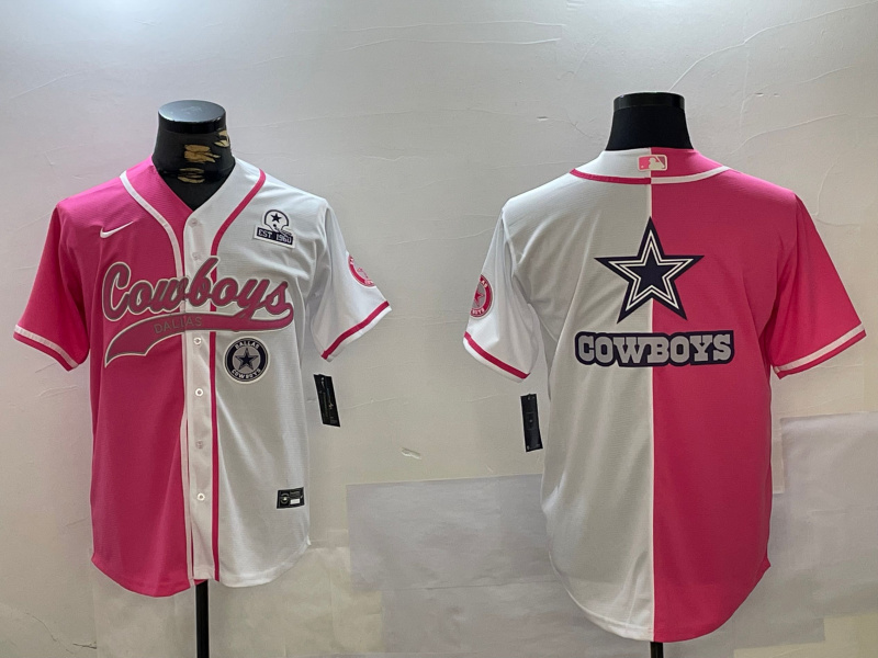 Personalized Men’s Dallas Cowboys big logo Red White With Patch Cool Base Stitched Baseball Jerseys