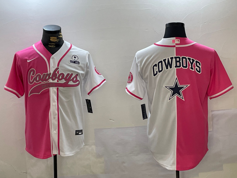 Personalized Men’s Dallas Cowboys big logo Red White With Patch Cool Base Stitched Baseball Jerseys