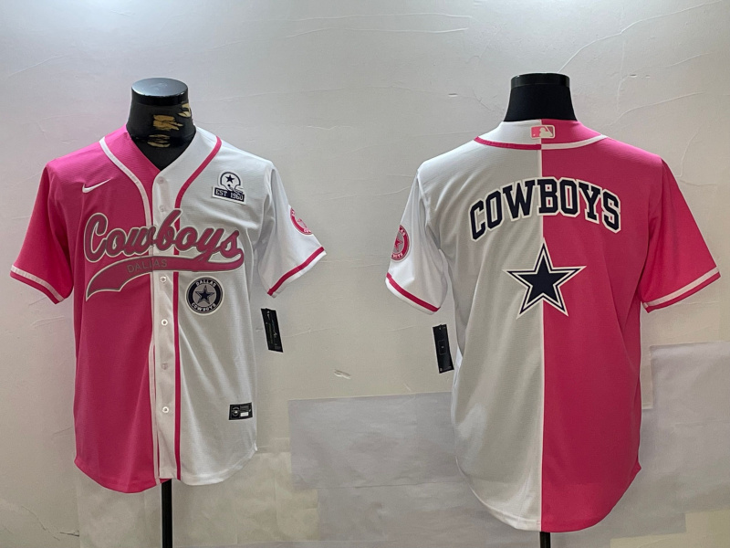 Personalized Men’s Dallas Cowboys big logo Red White With Patch Cool Base Stitched Baseball Jerseys