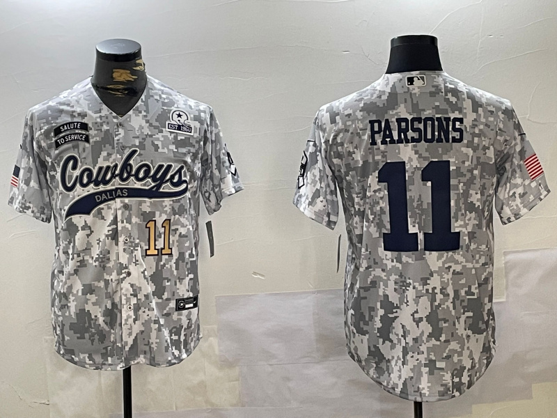 Personalized Men’s Dallas Cowboys #11 Micah Parsons 2024 Arctic Camo Salute To Service Stitched Baseball Jerseys