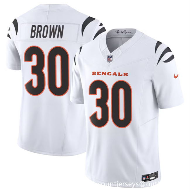 Personalized Men’s Cincinnati Bengals #30 Chase Brown White 2024 F.U.S.E Untouchable Limited Stitched Jersey