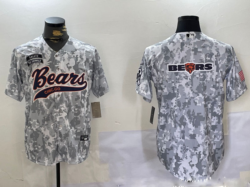 Personalized Men’s Chicago Bears Camo With Patch Cool Base Stitched Baseball Jerseys