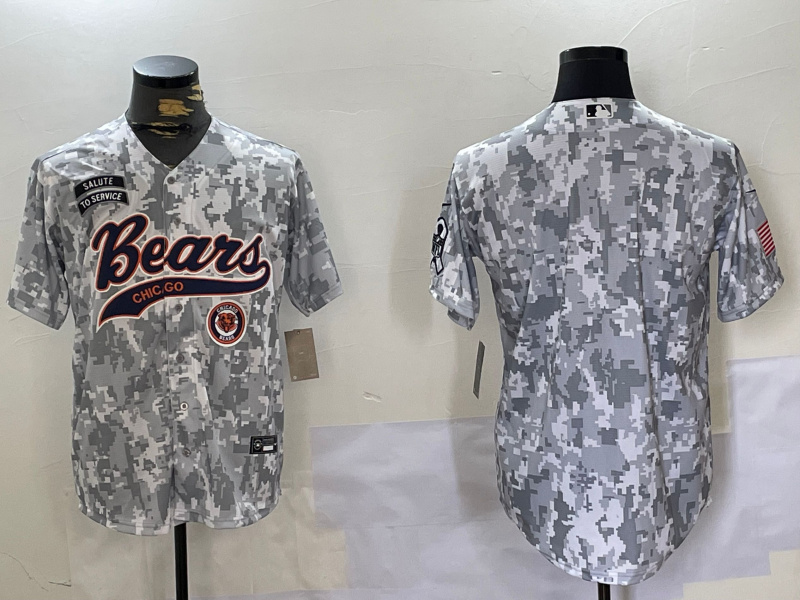 Personalized Men’s Chicago Bears Camo With Patch Cool Base Stitched Baseball Jerseys
