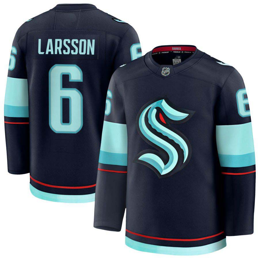 Personalized Men’s Seattle Kraken #6 Adam Larsson Navy 2024-25 Home Stitched Hockey Jersey