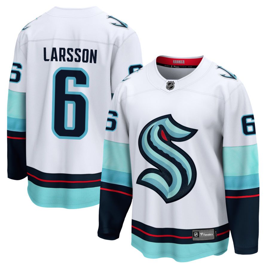 Personalized Men’s Seattle Kraken #6 Adam Larsson White 2024-25 Home Stitched Hockey Jersey
