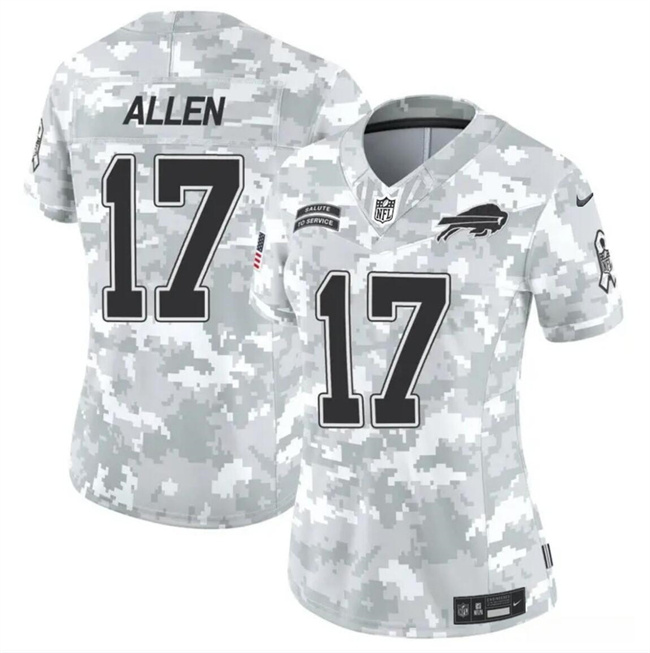 Personalized Women’s Buffalo Bills #17 Josh Allen 2024 F.U.S.E Arctic Camo Salute To Service Limited Stitched Football Jersey(Run Small)