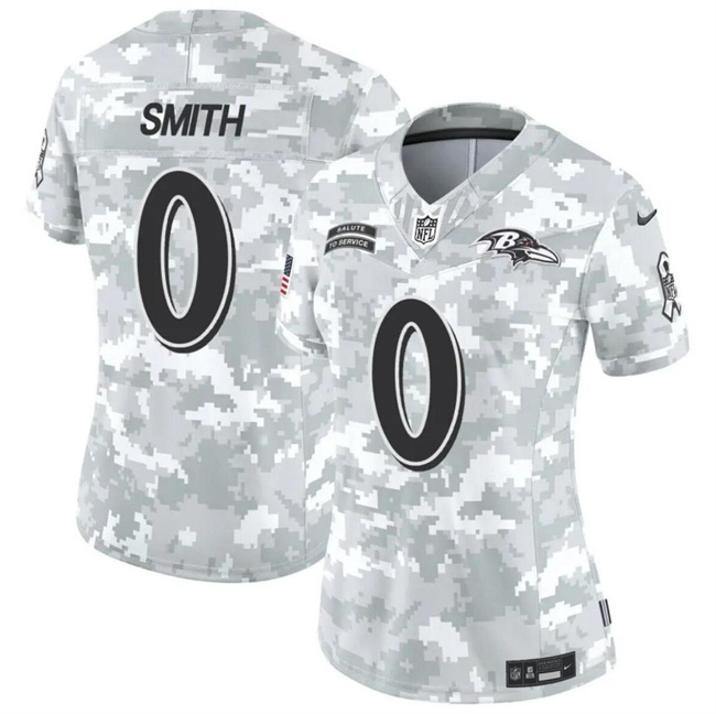 Personalized Women’s Baltimore Ravens #0 Roquan Smith 2024 F.U.S.E Arctic Camo Salute To Service Limited Stitched Football Jersey(Run Small)