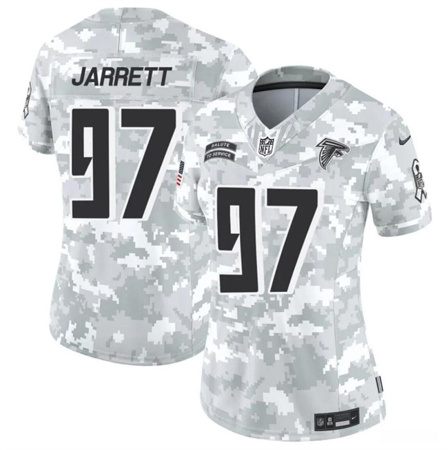 Personalized Women’s Atlanta Falcons #97 Grady Jarrett 2024 F.U.S.E Arctic Camo Salute To Service Limited Stitched Football Jersey(Run Small)
