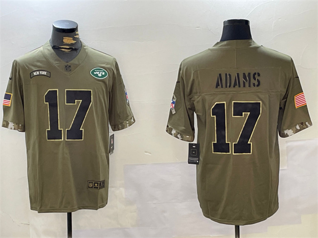 Personalized Men’s New York Jets #17 Davante Adams Olive Salute To Service Limited Stitched Jersey