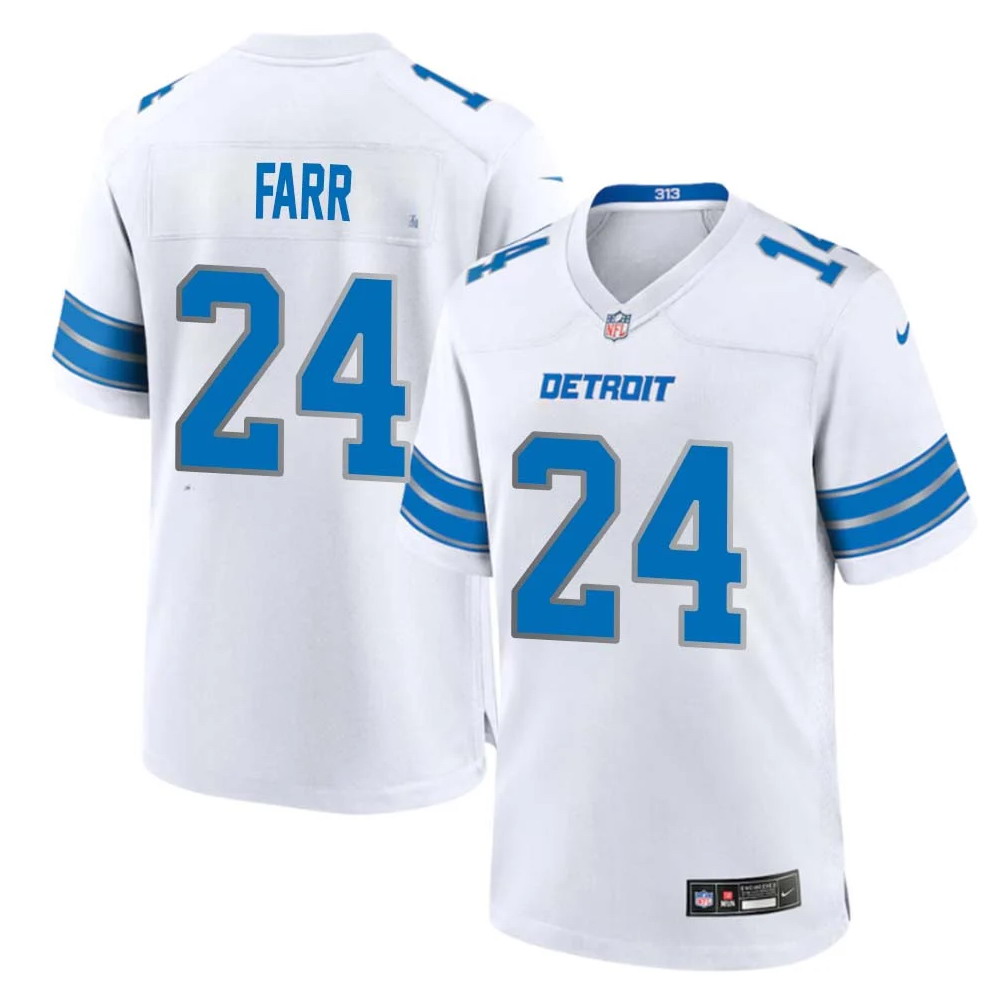 Personalized Men’s Mel Farr #24 Men’s Detroit Lions Away Game 2024 Jersey – White