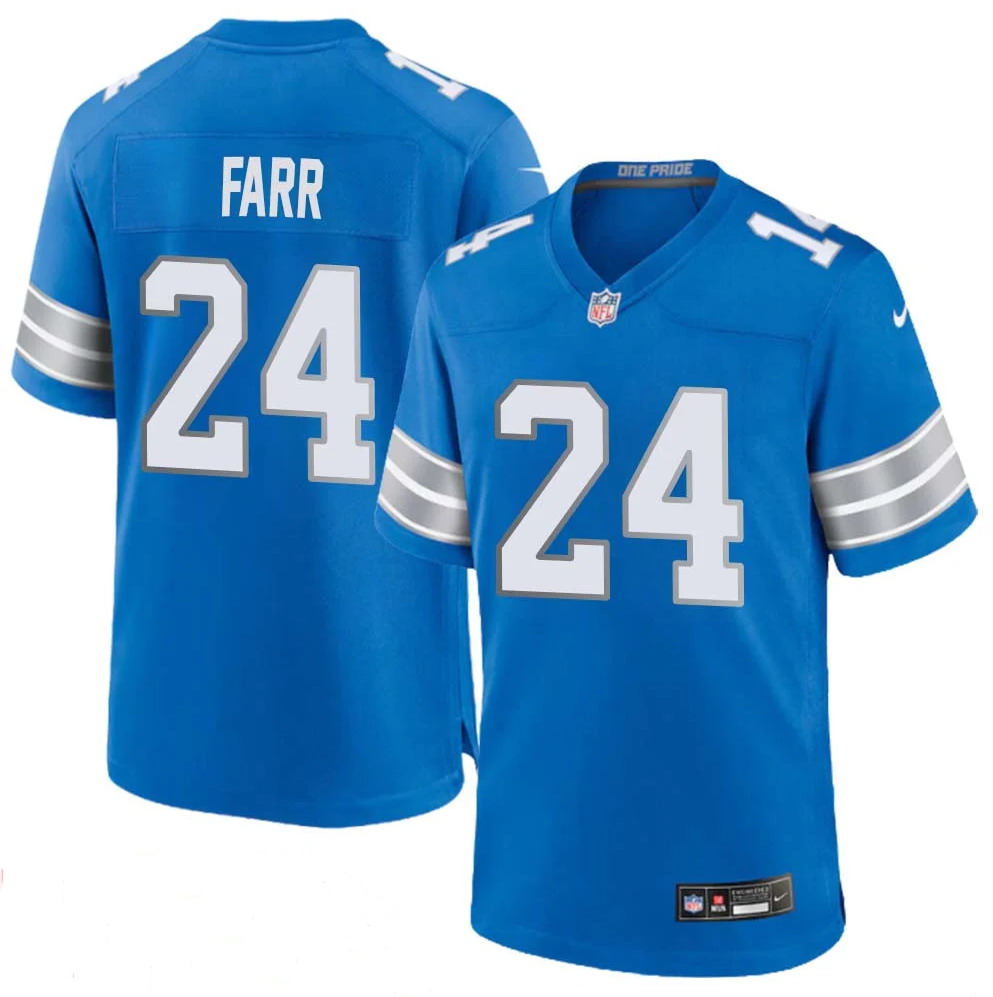 Personalized Men’s Mel Farr #24 Men’s Detroit Lions Home Game 2024 Jersey – Blue