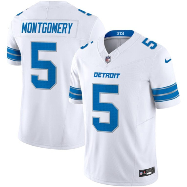 Personalized Men’s Detroit Lions #5 David Montgomery White 2024 F.U.S.E. Limited Stitched Jersey