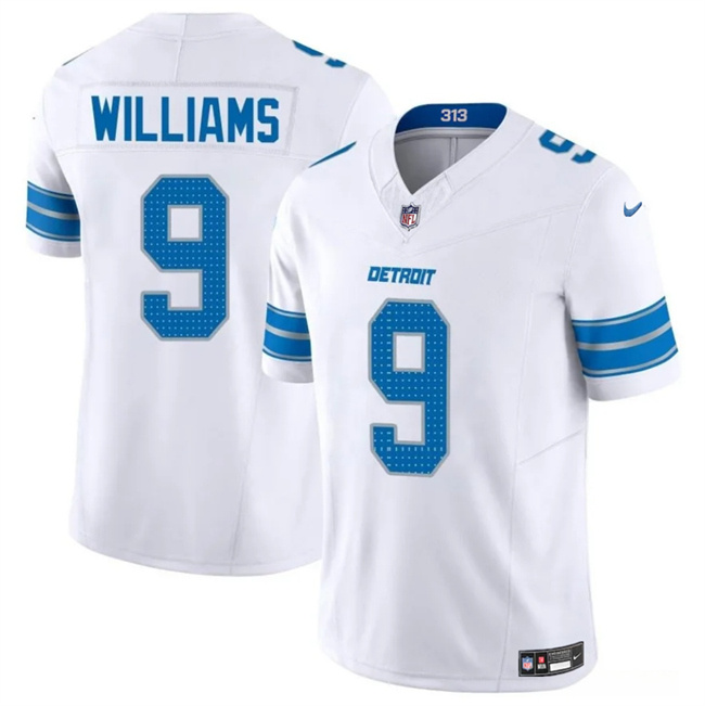 Personalized Men’s Detroit Lions #9 Jameson Williams White 2024 F.U.S.E. Limited Stitched Jersey