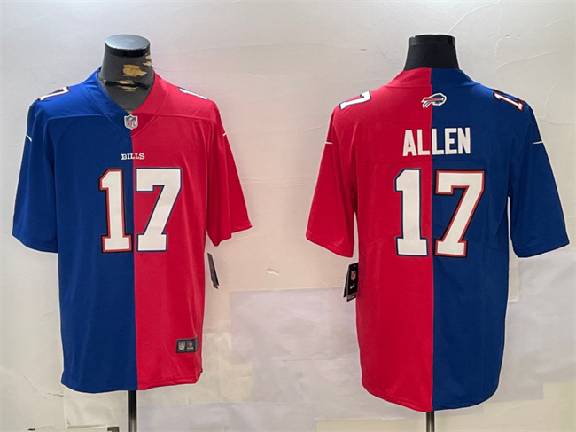 Personalized Men’s Buffalo Bills #17 Josh Allen Royal Red Split Limited Stitched Jersey