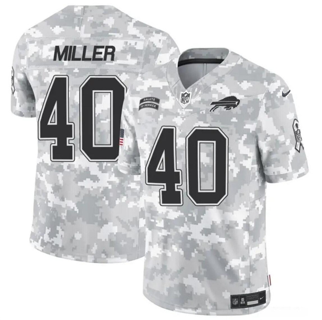 Personalized Men’s Buffalo Bills #40 Von Miller 2024 F.U.S.E Arctic Camo Salute To Service Limited Stitched Football Jersey
