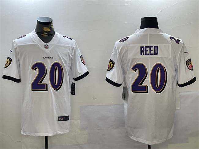 Personalized Men’s Baltimore Ravens #20 Ed Reed White Limited Football Jersey