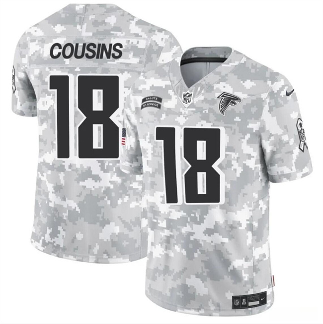 Personalized Men’s Atlanta Falcons #18 Kirk Cousins 2024 F.U.S.E Arctic Camo Salute To Service Limited Stitched Football Jersey