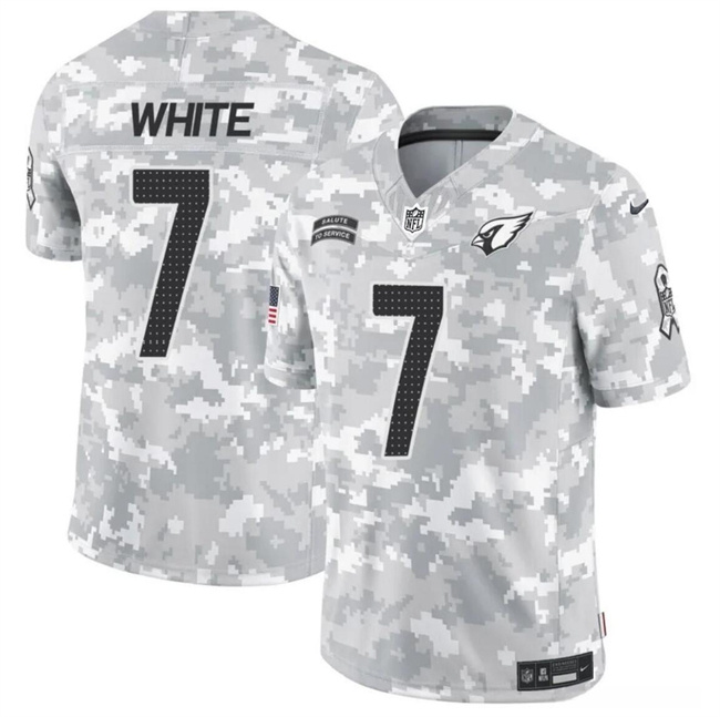 Personalized Men’s Arizona Cardinals #7 Kyzir White 2024 F.U.S.E Arctic Camo Salute To Service Limited Stitched Football Jersey