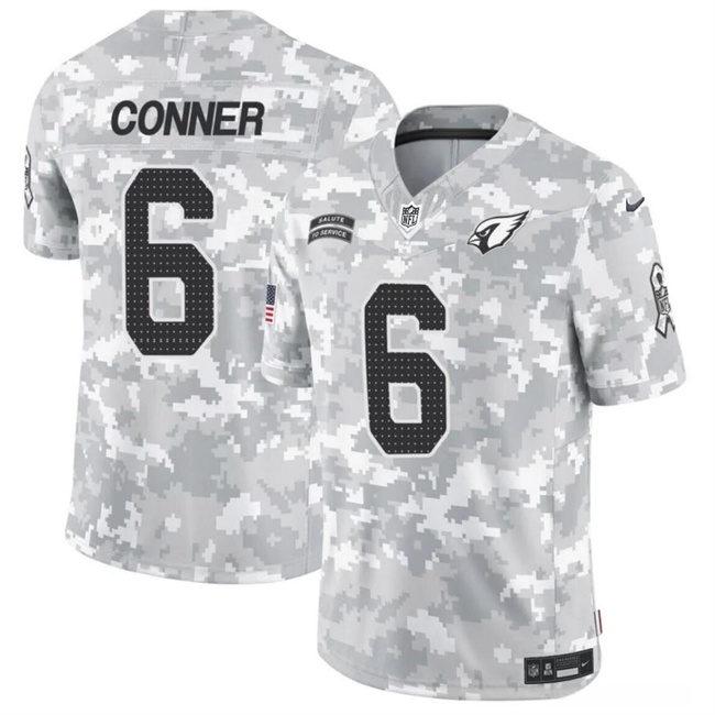 Personalized Men’s Arizona Cardinals #6 James Conner 2024 F.U.S.E Arctic Camo Salute To Service Limited Stitched Football Jersey