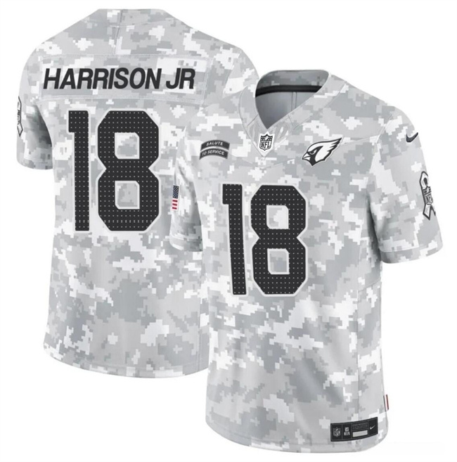 Personalized Men’s Arizona Cardinals #18 Marvin Harrison Jr. 2024 F.U.S.E Arctic Camo Salute To Service Limited Stitched Football Jersey