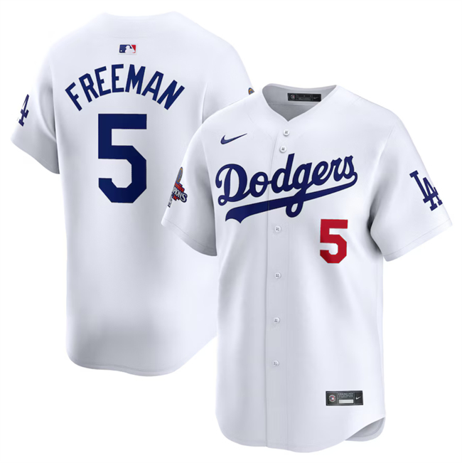 Personalized Men’s Los Angeles Dodgers #5 Freddie Freeman White 2024 World Series Champions Home Limited Stitched Baseball Jersey