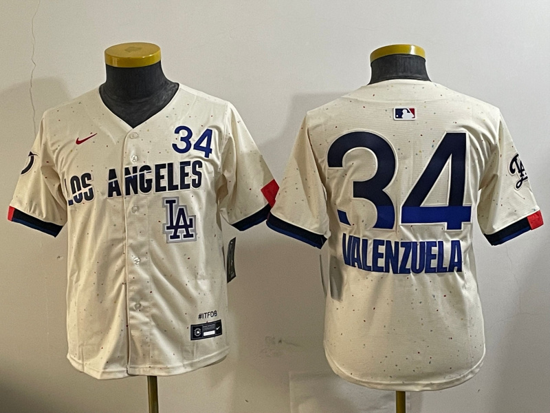 Personalized Youth Los Angeles Dodgers #34 Toro Valenzuela Cream 2024 City Connect Limited Stitched Baseball Jerseys