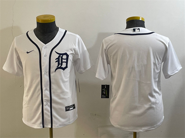 Personalized Youth Detroit Tigers Blank White Cool Base Stitched Baseball Jersey