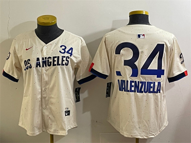Personalized Women’s Los Angeles Dodgers #34 Toro Valenzuela Cream 2024 City Connect Limited Stitched Baseball Jersey(Run Small)