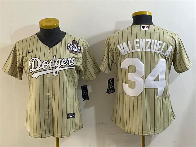 Personalized Women’s Los Angeles Dodgers #34 Toro Valenzuela Cream 2024 World Series Cool Base Stitched Baseball Jersey(Run Small)