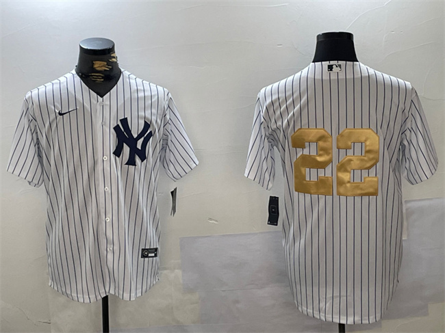 Personalized Men’s New York Yankees #22 Juan Soto White Gold Cool Base Stitched Baseball Jersey