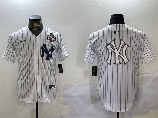 Personalized Men’s New York Yankees White Team Big Logo 2024 World Series Home Limited Stitched Baseball Jerseys