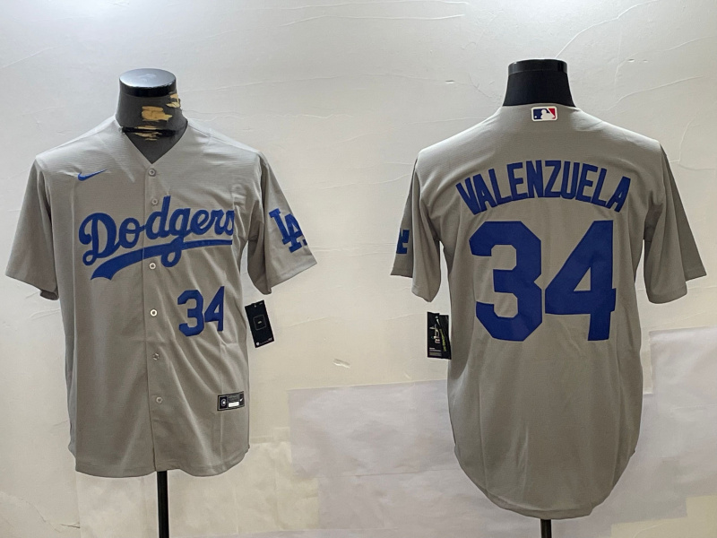 Personalized Men’s Los Angeles Dodgers #34 Toro Valenzuela Grey Cool Base Stitched Baseball Jersey