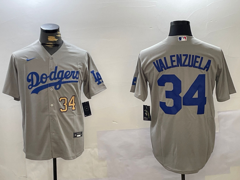 Personalized Men’s Los Angeles Dodgers #34 Toro Valenzuela Grey Cool Base Stitched Baseball Jerseys