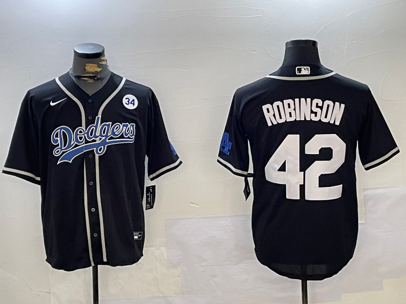 Personalized Men’s Los Angeles Dodgers #42 Jackie Robinson Black 2024 World Series Cool Base Stitched Baseball Jerseys