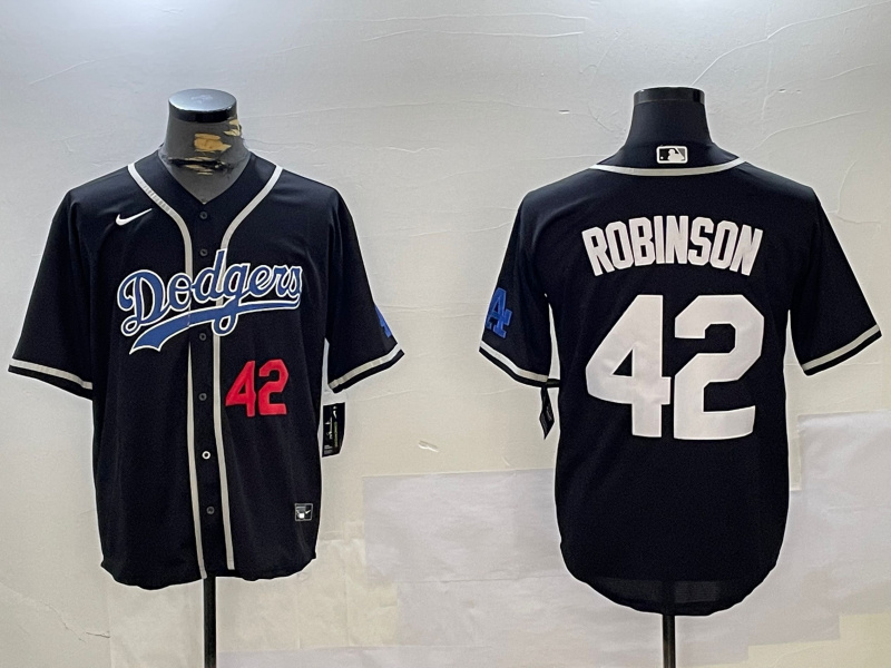 Personalized Men’s Los Angeles Dodgers #42 Jackie Robinson Black 2024 World Series Cool Base Stitched Baseball Jerseys