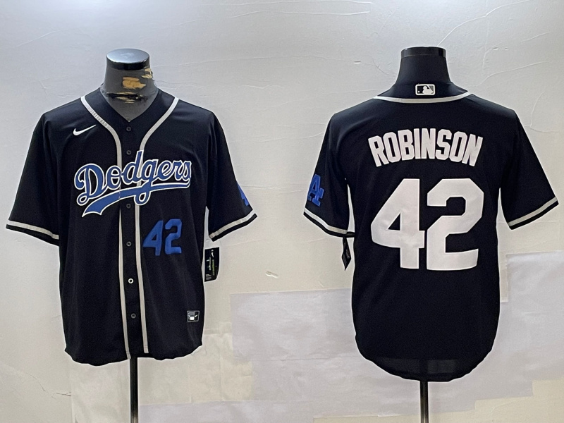 Personalized Men’s Los Angeles Dodgers #42 Jackie Robinson Black 2024 World Series Cool Base Stitched Baseball Jerseys