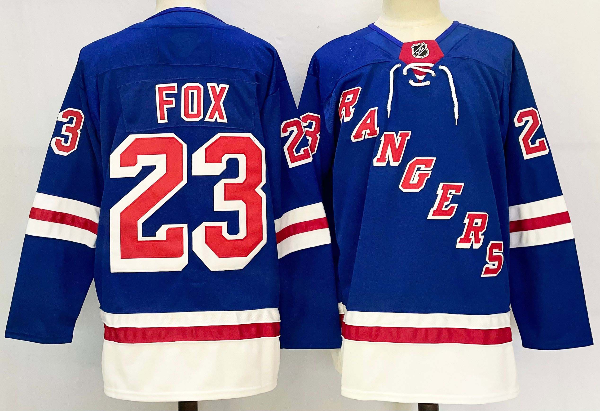 Personalized Men’s New York Rangers #23 Adam Fox Royal 2024-25 Home With A Patch Stitched Hockey Jersey