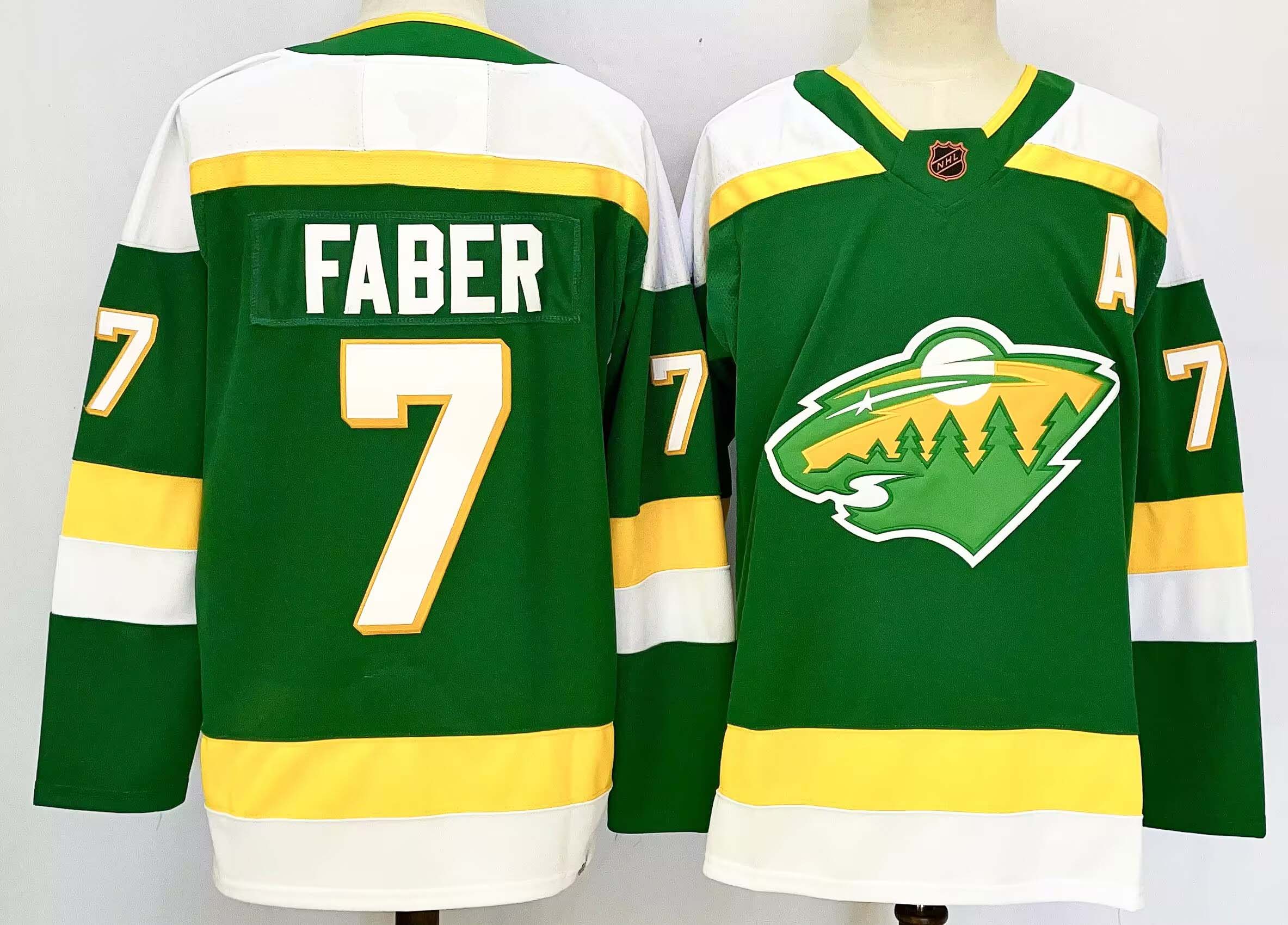 Personalized Men’s Minnesota Wild #7 Brock Faber Green 2024-25 Alternate With A Patch Stitched Hockey Jersey