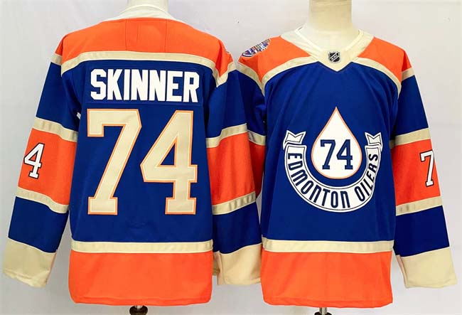 Personalized Men’s Edmonton Oilers #74 Stuart Skinner Royal 2024-25 Heritage Classic Primegreen Stitched Jersey