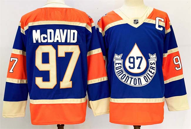 Personalized Men’s Edmonton Oilers #97 Connor McDavid Royal 2024-25 With C Patch Heritage Classic Primegreen Stitched Jersey