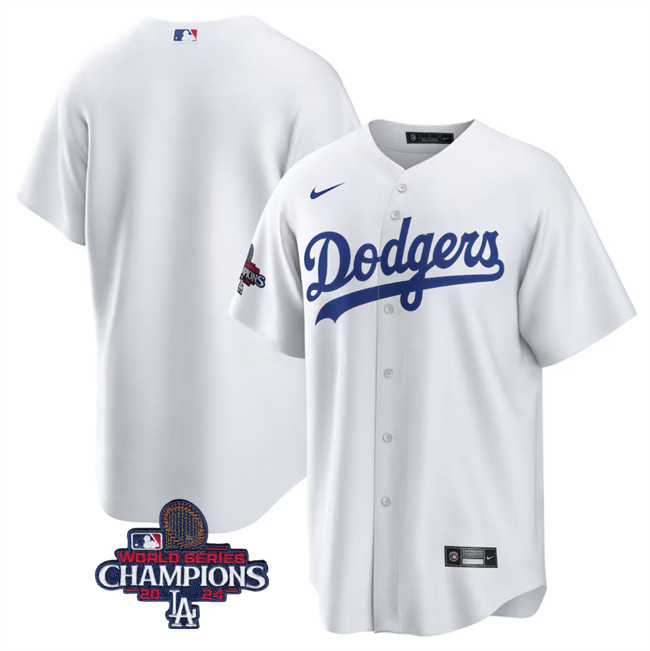 Personalized Men’s Los Angeles Dodgers Blank White 2024 World Series Champions Cool Base Stitched Baseball Jersey