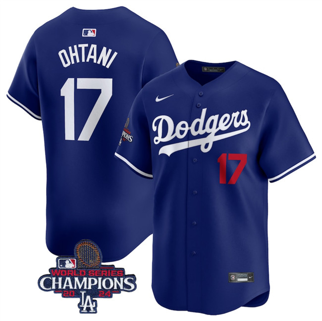 Personalized Men’s Los Angeles Dodgers #17 Shohei Ohtani Royal 2024 World Series Champions Alternate Limited Stitched Baseball Jersey